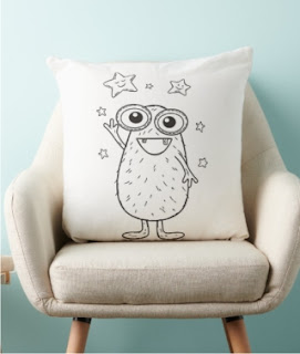 Throw Pillow with Cute Monster