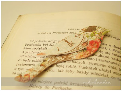 zakładka do ksiązki ptaszek - scrapbooking ushii