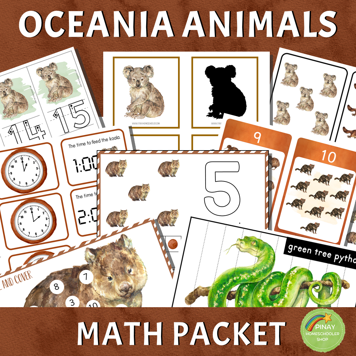 Oceania Australia Themed Math Learning Materials