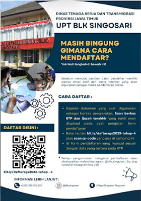 Pendaftaran BLK Singosari Malang Tahap 4 Juni 2023