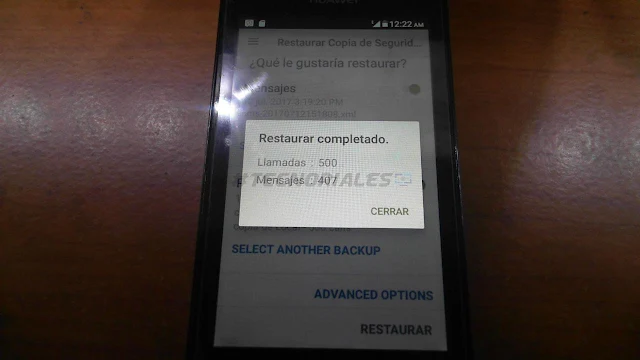 Restaurar completado sms backup and restore