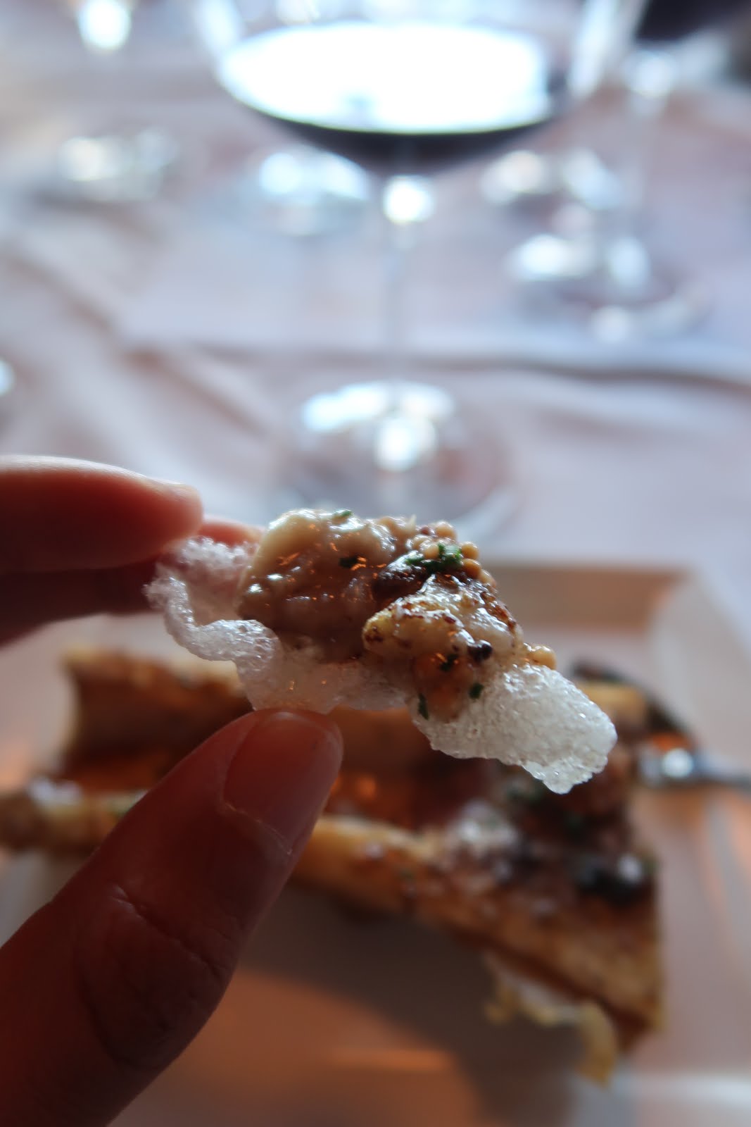 A close up of the Roasted Bone Marrow from One Market Restaurant.