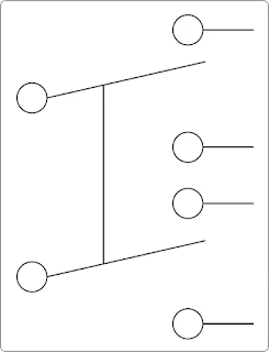 Double-pole, double-throw switch schematic symbol