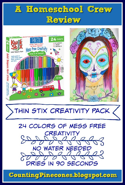 "The fact that they dry quickly along with the fact they are mess free (and can be wiped away with soap and water easily) makes them a staple in our household, especially over spillable plastic containers of tempera paint." #hsreviews #KwikStix, #temperapaint, #kidsartsupplies