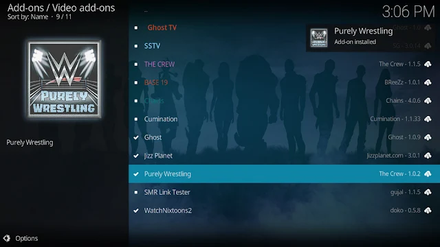 Purely Wrestling Kodi Addon