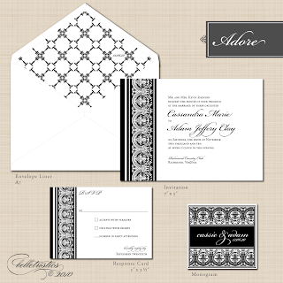 adore damask lace printable DIY wedding invitations