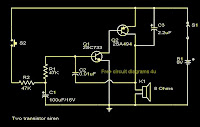 Two transistor siren Circuit Schematic With Explnation