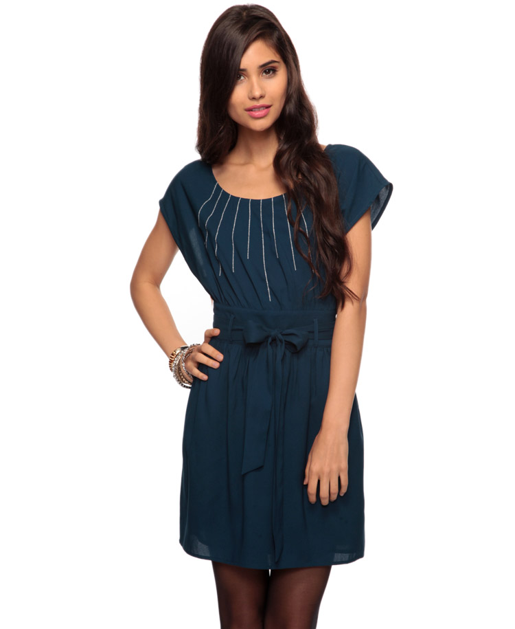 This teal cap sleeve dress is a great little holiday party dress I love