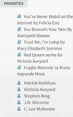 @JLenniDorner book and author favorites list as seen on NaNoWriMo profile