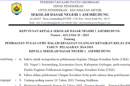 Download Contoh Surat Keputusan (SK) Ulangan Kenaikan Kelas (UKK) Tahun