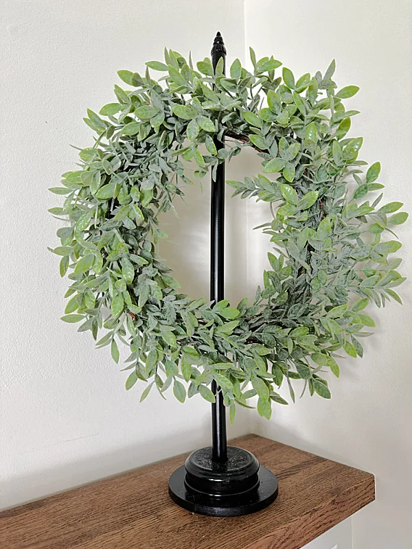 wreath stand with faux wreath