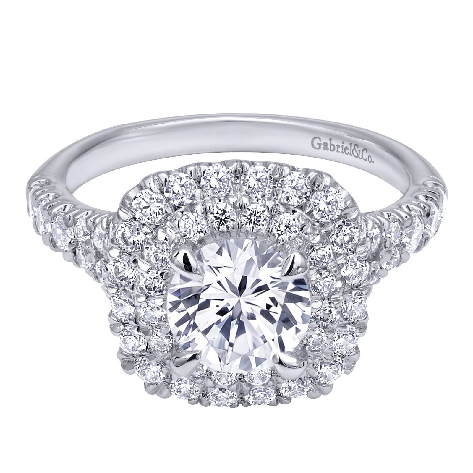 Gabriel New York, Gabriel NY, GabrielCo., Double Halo Engagement Ring ...