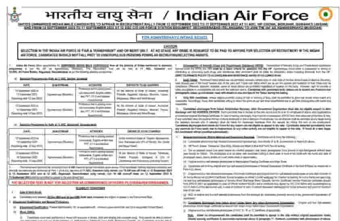 BHARTEEY VAYU SENA AGNIVEER RECRUITMENT 2023-24 | भारतीय वायुसेना में अग्निवीर म्यूजिशियन पदों की वेकेंसी