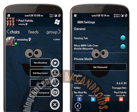 Download BBM Mod WindowsPhone  Floating Tab V2.6.0.30