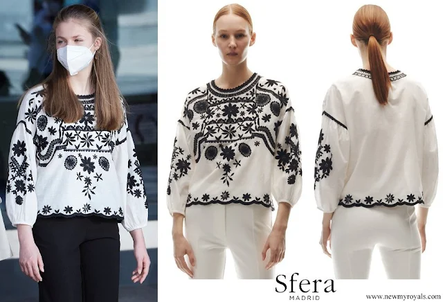 Queen Letizia wore a Sfera Embroidered Contrast Sweater