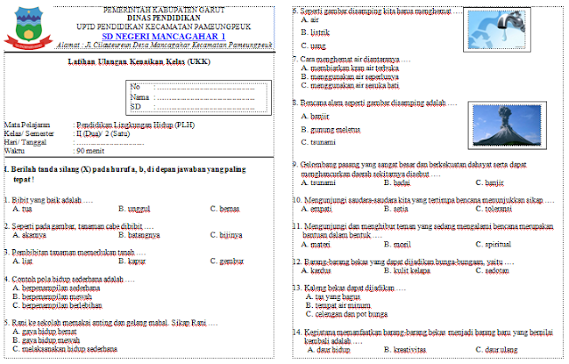 Soal UKK PLH Kelas 2 SD