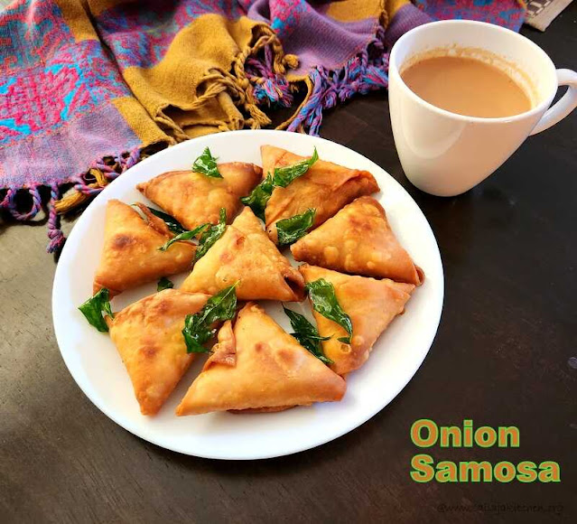 images of Onion Samosa Recipe / Irani Samosa Recipe / Hyderabadi Onion Samosa / Pyaz Ka Samosa Recipe / Vengaya Samosa Recipe - Snack Recipe