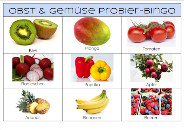 Obst & Gemüse Probier-Bingo