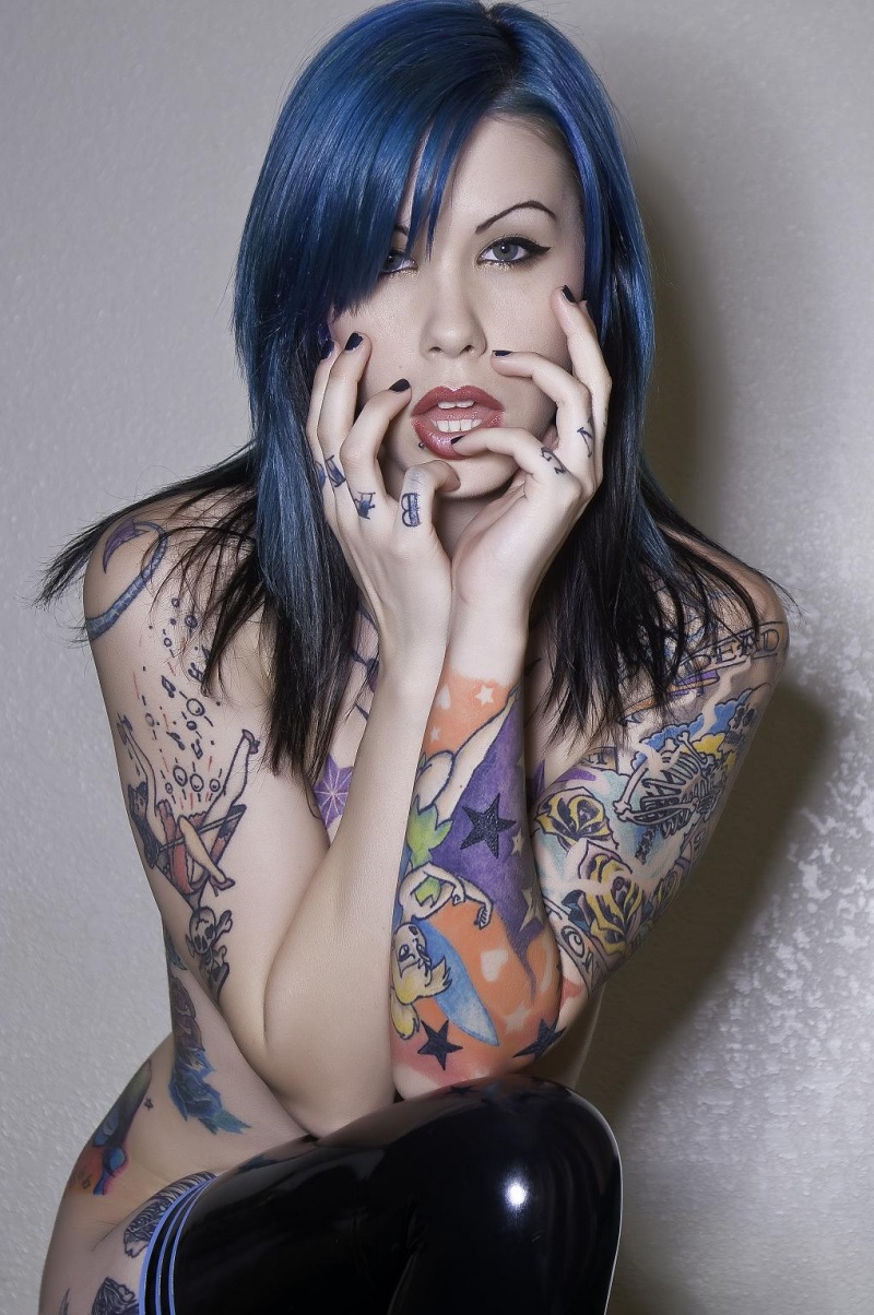 Girls with Blue Hair Tattoo