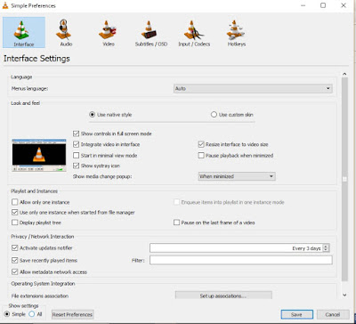 VLC Player Preferences