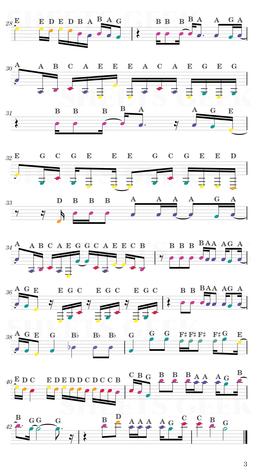 Knockin On Heavens Door - Guns N' Roses Easy Sheet Music Free for piano, keyboard, flute, violin, sax, cello page 3