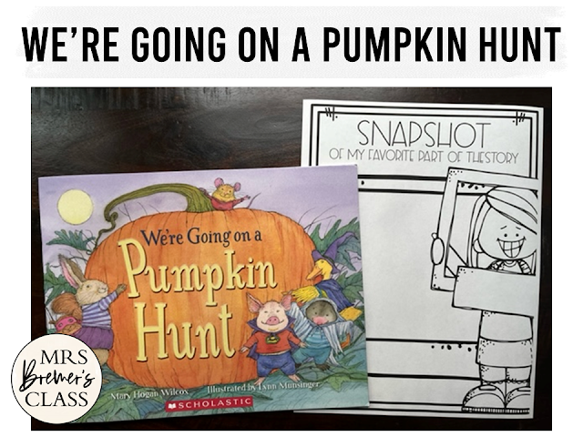 We're Going on a Pumpkin Hunt book activities unit with companion worksheets, literacy printables and a craft for Kindergarten and First Grade