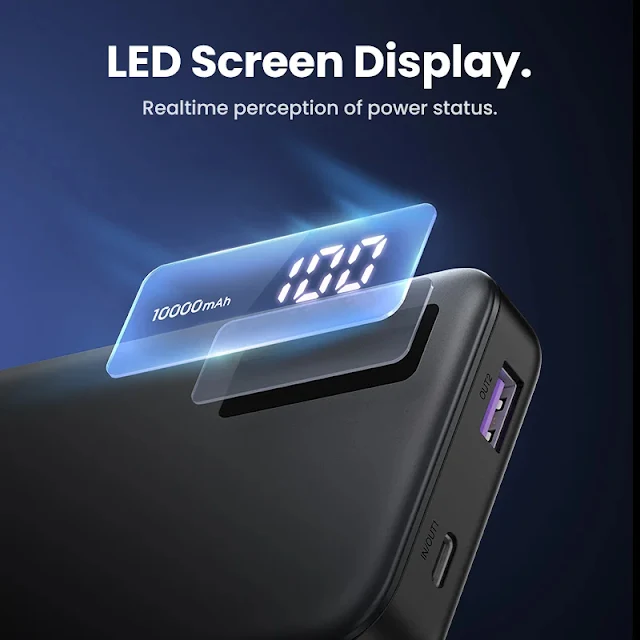 باور بانك صغير ومحمول مع منافذ USB-A وType-C