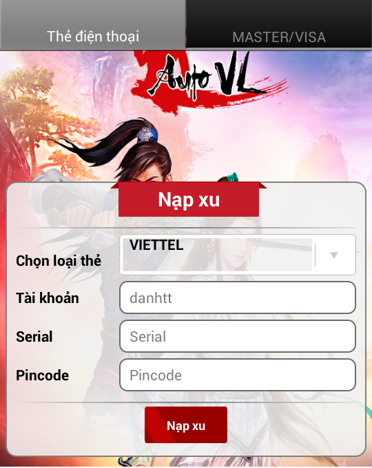 Hướng dẫn nạp KNB trong game Auto VL