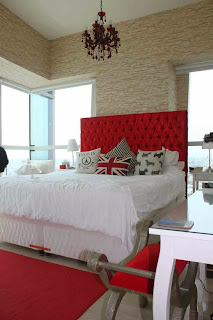 Red Paint Wall Bedroom With Brick Walls