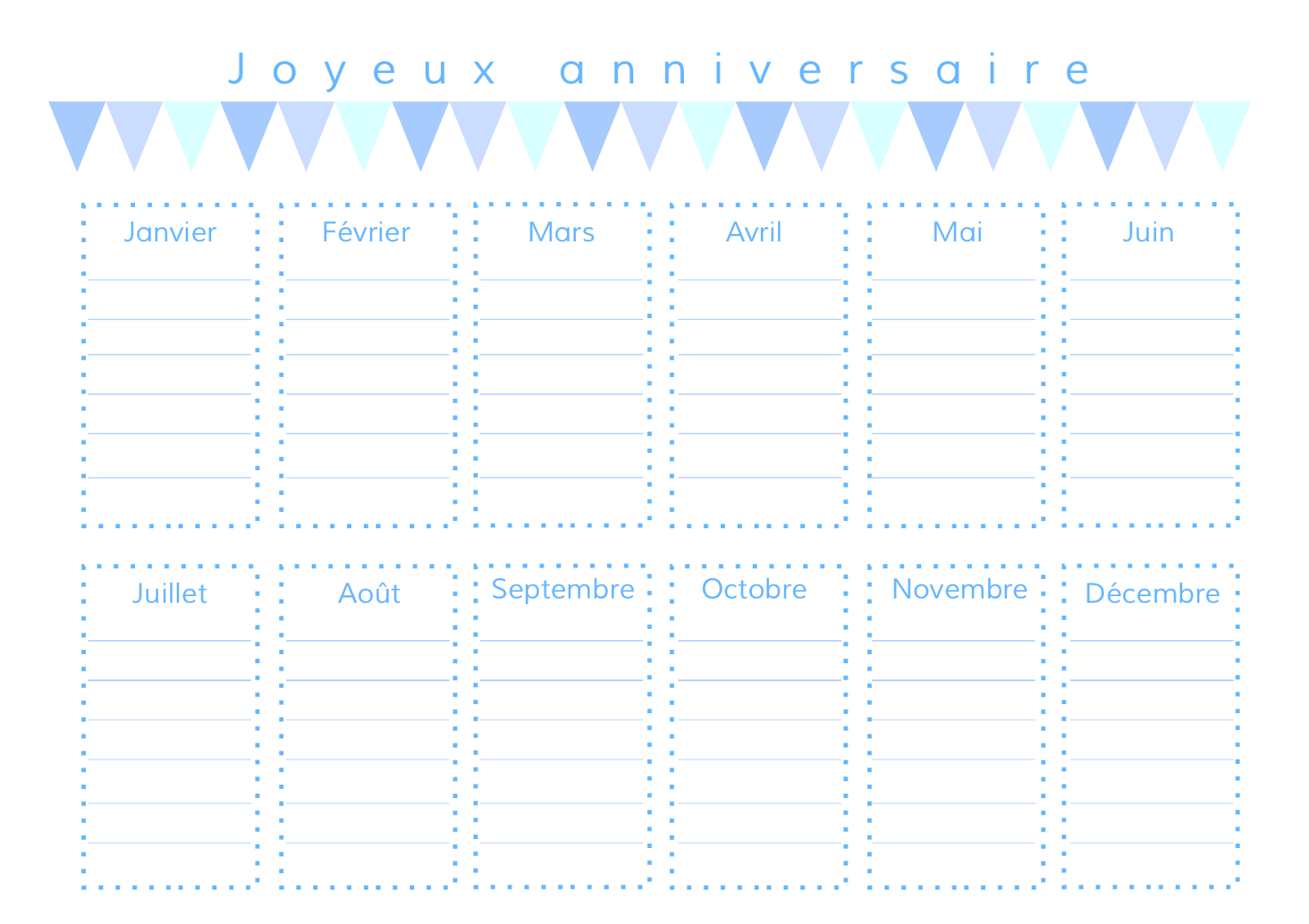 Gabulle In Wonderland Calendrier Des Anniversaires A Imprimer