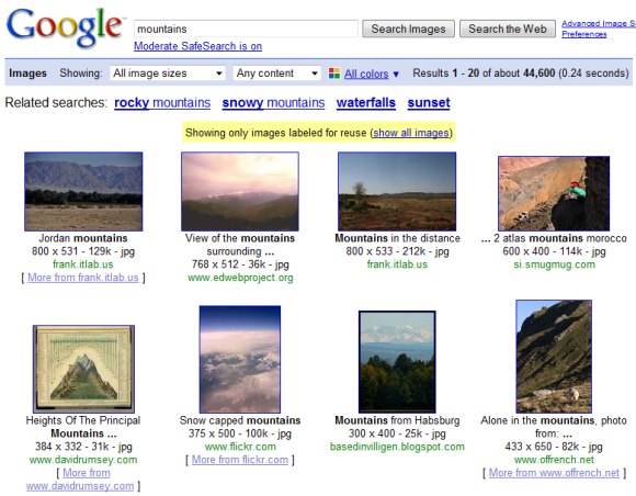 images.google.coom. http://images.google.com/images?q=mountains&as_rights=cc_publicdomain