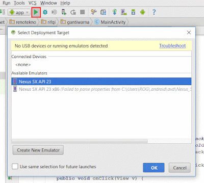 menggunakan emulator pada android studio