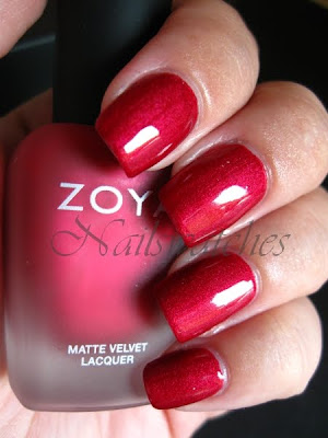 zoya posh red matte shiny topcoat matte velvet collection fall 2010 nailswatches