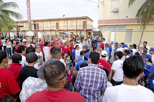 Divided parties create tension at the polling station.