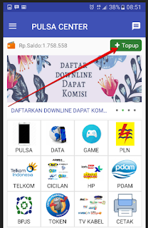 Klik tombol Top Up (Samping kanan atas)