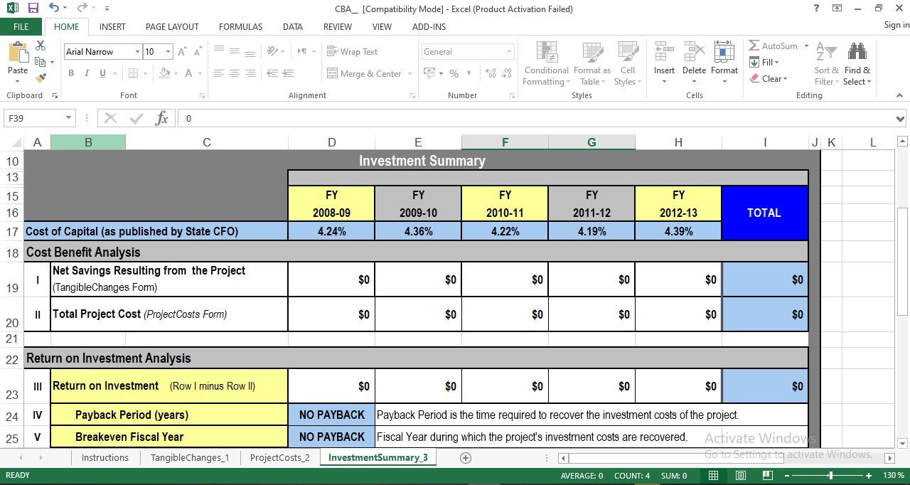 Cost Benefits Analysis (CBA) Template Excel Free Download