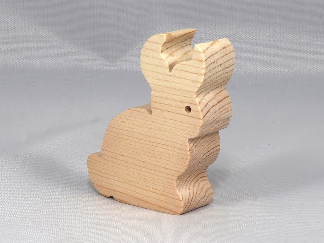 Wood Toy Bunny Rabbit Cutout, Handmade, Freestanding, Unfinished, Unpainted, and Ready to Paint, from the Itty Bitty Animal Collection