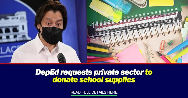 DepEd requests private sector to donate school supplies