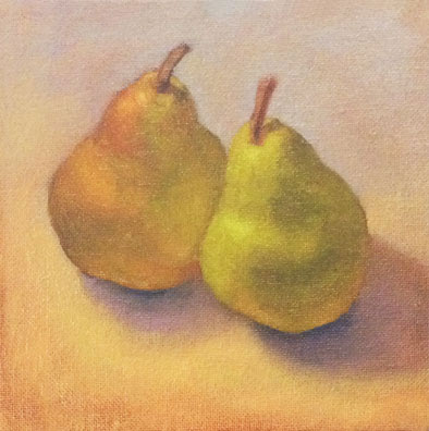 G Sivitz, oil painting, pair of pears, pears