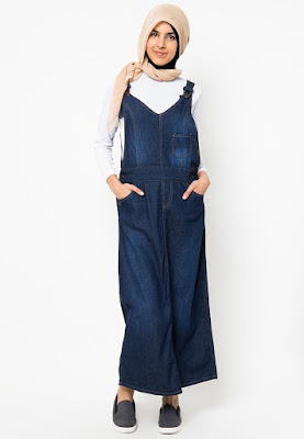 Contoh Baju Kodok Overall Bahan Jeans Denim Muslimah