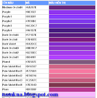 Bảng mã màu cực đẹp cho blogspot - color conveter - http://namkna.blogsot.com