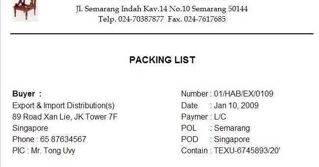 Contoh Invoice Impor - Contoh M