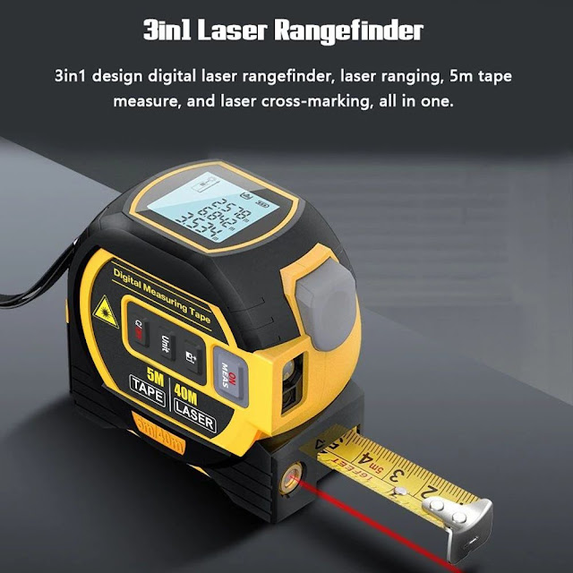 3in1 Laser Rangefinder 40m Measure Ruler Backlight LCD Display Distance Meter Support Building Measurement Area Volumes Surveying