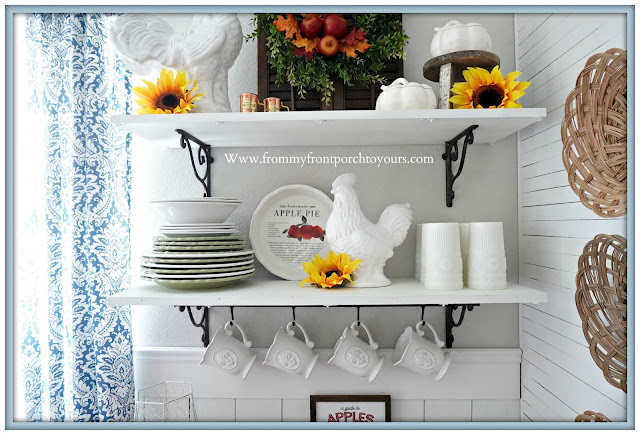 cottage farmhouse style fall decor-open shelving-From My Front Porch To Yours