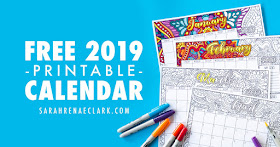 2019 calendar to color
