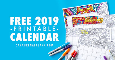 2019 calendar to color