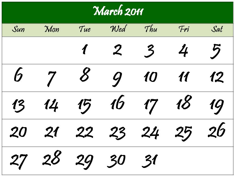 blank march 2011 calendar template. CALENDAR TEMPLATE 2011 MARCH