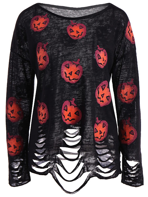 Pumpkin Ripped Halloween Knitwear