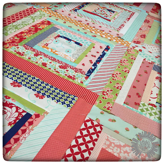 Bonnie and Camille Log Cabin Block Swap by Thistle Thicket Studio