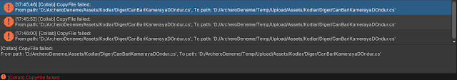 Unity Collab CopyFile failed Hatası Çözümü